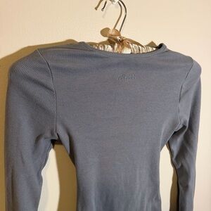 Vanquish Restore Ribbed Long Sleeve Bodysuit Gray Open Back Size S